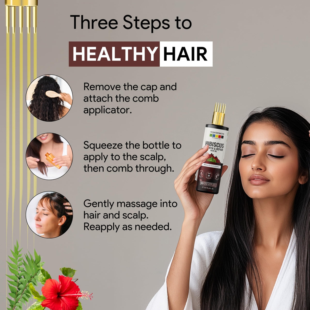Organix Mantra Hibiscus & Curry Leaves Hair Oil | Advanced Follicle Activation | Infused with Bhringraj, Amla, Rosemary, Peppermint & Lavender Oils | Promotes Thicker, Stronger Hair 120ML