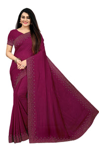PUNYATHA CREATION Women's  & Girl's  Chanderi Chanderi Saree With Blouse Piece