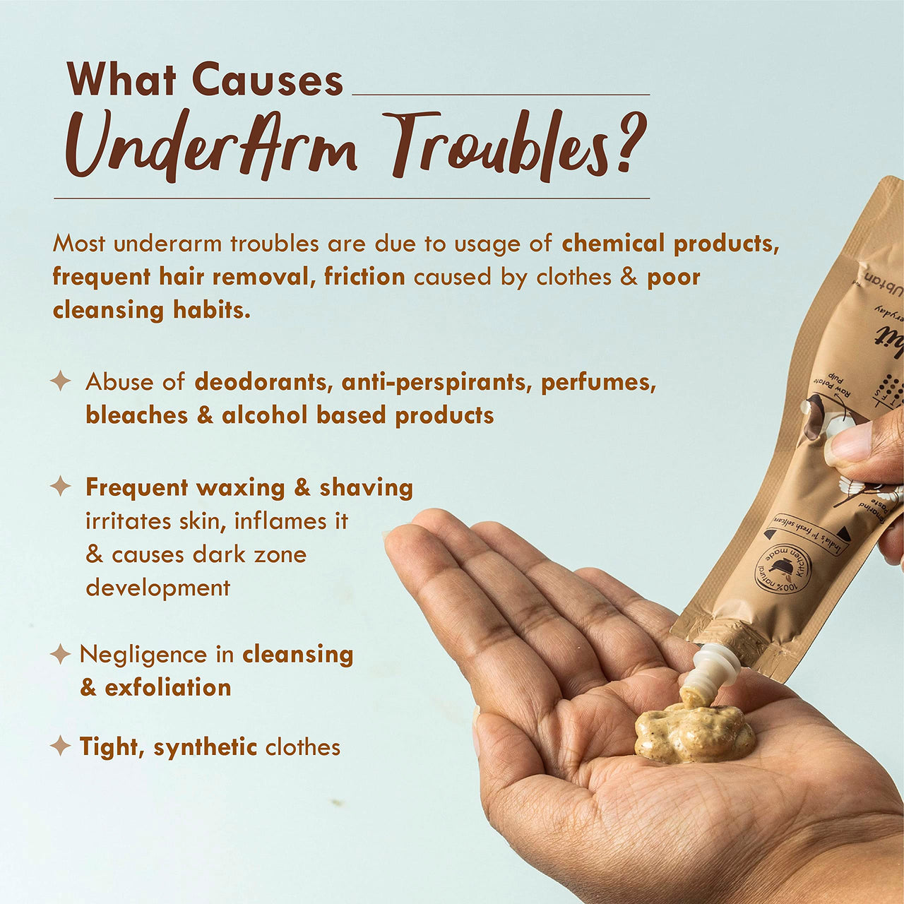 Nat Habit Raw Potato Underarm Ubtan & Scrub For Brightening, Softening, Odour Control & Remove Darkness With Tamarind & Zero Chemical (40gm X Pack Of 2)