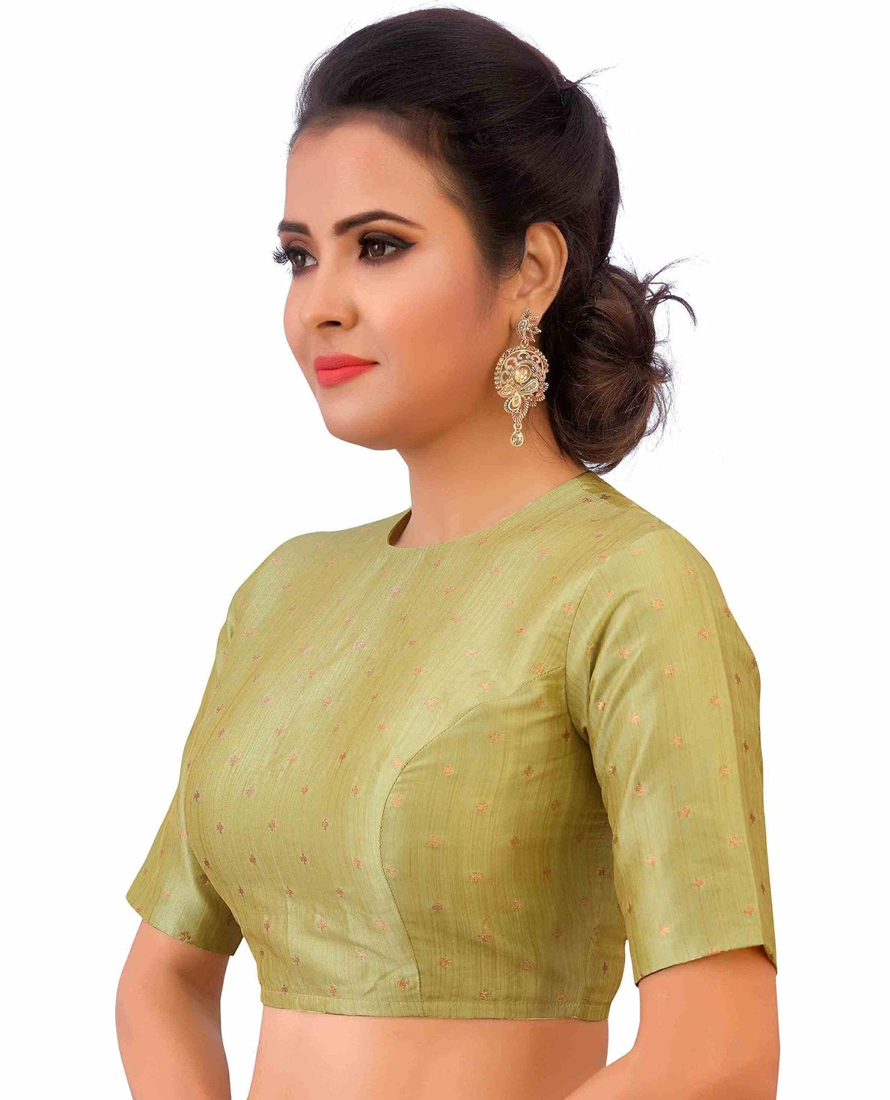 X3 Women's  Polyester Embroidered Half Sleeves Readymade Blouse