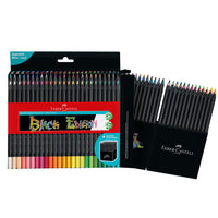 Faber-Castell Black Edition Colored Pencils - 50 Count, Black Wood and Super Soft Core Lead, Art Colored Pencils for Adult Coloring, Teens, Kids and Beginners