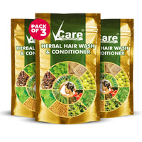 VCare Herbal Hair Wash And Conditioner For Men And Women| 100% Natural With 12+ Herbs Amla, Shikakai, Bhringraj, Hibiscus Powder For All Hair Type,-100gm (Pack Of 3)