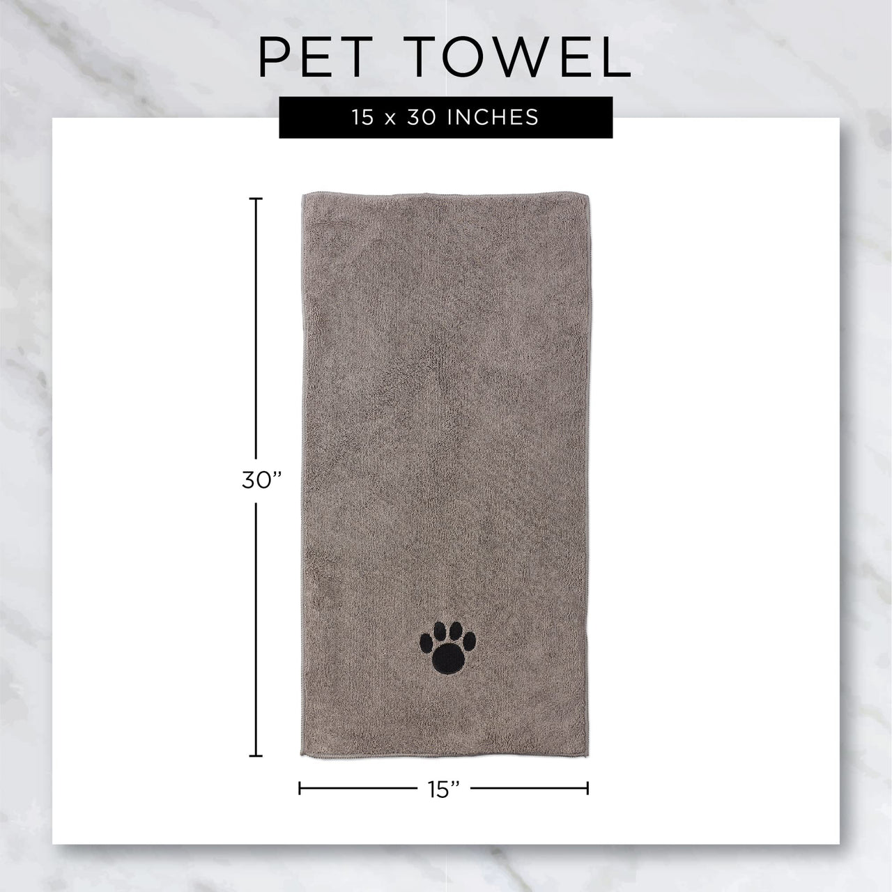 Bone Dry Pet Grooming Towel Collection Embroidered Absorbent Microfiber Drying Set, 15x30, Lavender, 3 Count
