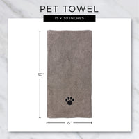 Bone Dry Pet Grooming Towel Collection Embroidered Absorbent Microfiber Drying Set, 15x30, Lavender, 3 Count