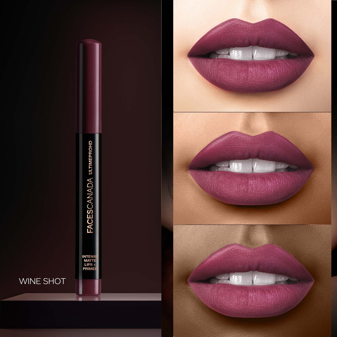 FACESCANADA Comfy Matte Creme Lipstick - On The Move 05, 4.2G | 8Hr Long Stay & Faces Canada Ultime Pro Hd Intense Matte Lipstick + Primer - Wine Shot (Plum), 1.4G | 9Hr Long Stay