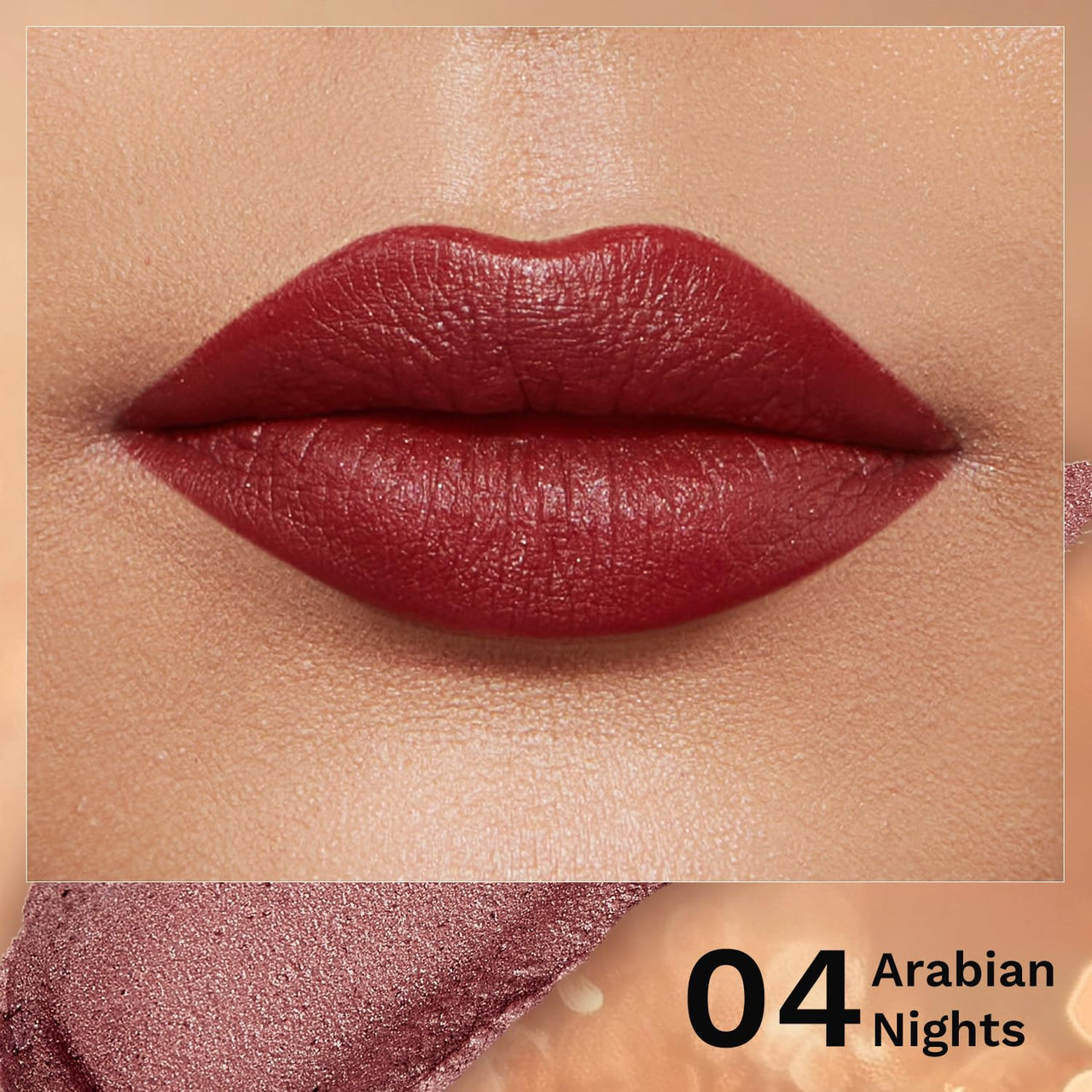 Pilgrim Glitter Lipstick For Women 4.2gm | Dubai Luxe Lifestyle - Arabian Nites Shade | Lipstick Infused with Vitamin E & Olive Oil | Glitter Formula With Matte Finish | Non Drying | All Skin Types