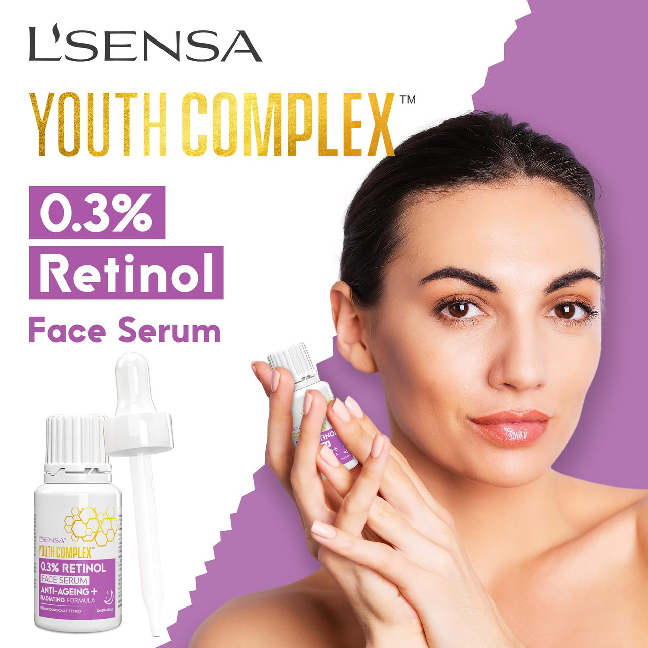 L'SENSA 0.3% Retinol Serum | Face Serum | Spotless Skin, Reduce fine Lines, Anti-wrinkle, Boost Collagen | For All Skin Types | 10 ML.