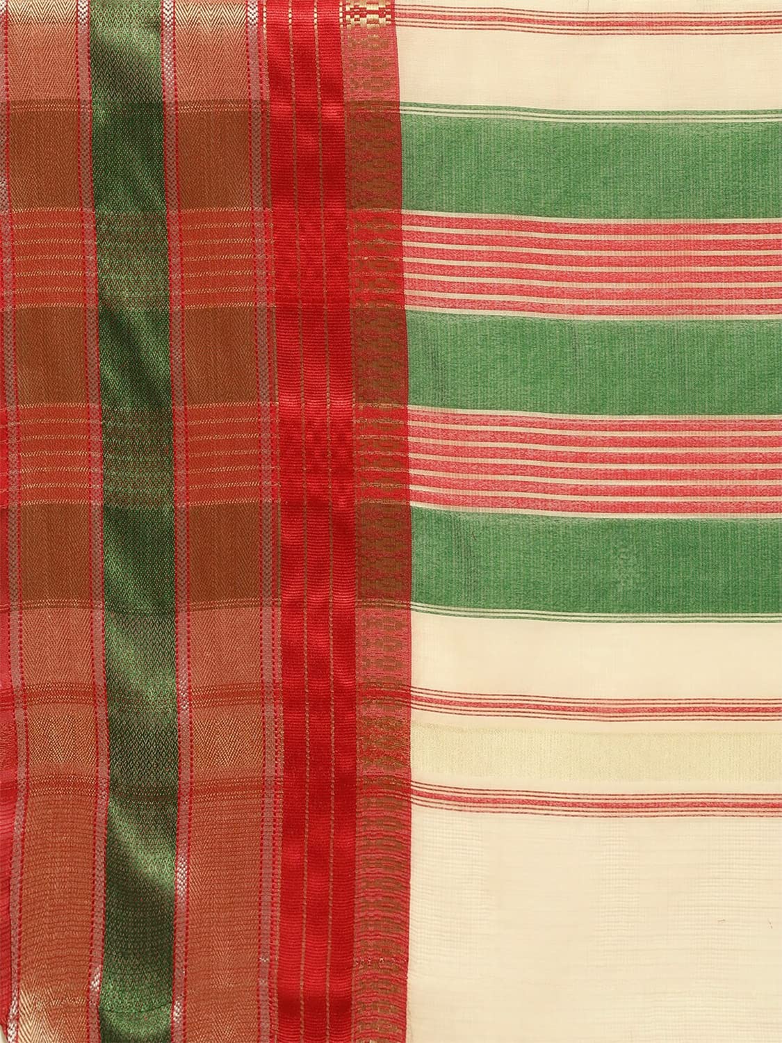 leeza store Women's  Jacquard Dobby Butta Butti Rich Kota Doria Cotton Silk Saree With Blouse Piece Green