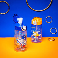 Zak Designs Sonic Kids' 2-Pack Leak-Proof Water Bottles With Straw, Handle and Pop-Up Spout Cover 2 Count (Pack of 1) Sonic the Hedgehog