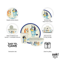 Zak Designs Bluey Kids Dinnerware Set 3 Pieces, Durable and Sustainable Melamine Bamboo Plate, Bowl, and Tumbler are Perfect For Dinner Time With Family (Bluey, Bingo, Bandit, Chilli) 8