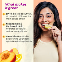 PLIX THE PLANT FIX Peaches & Lemon Detan Body Lotion with 5% Niacinamide | 150ml | Reduce Tan, Brighten & Hydrate Skin | Non - Sticky | For Men & Women | Paraben Free
