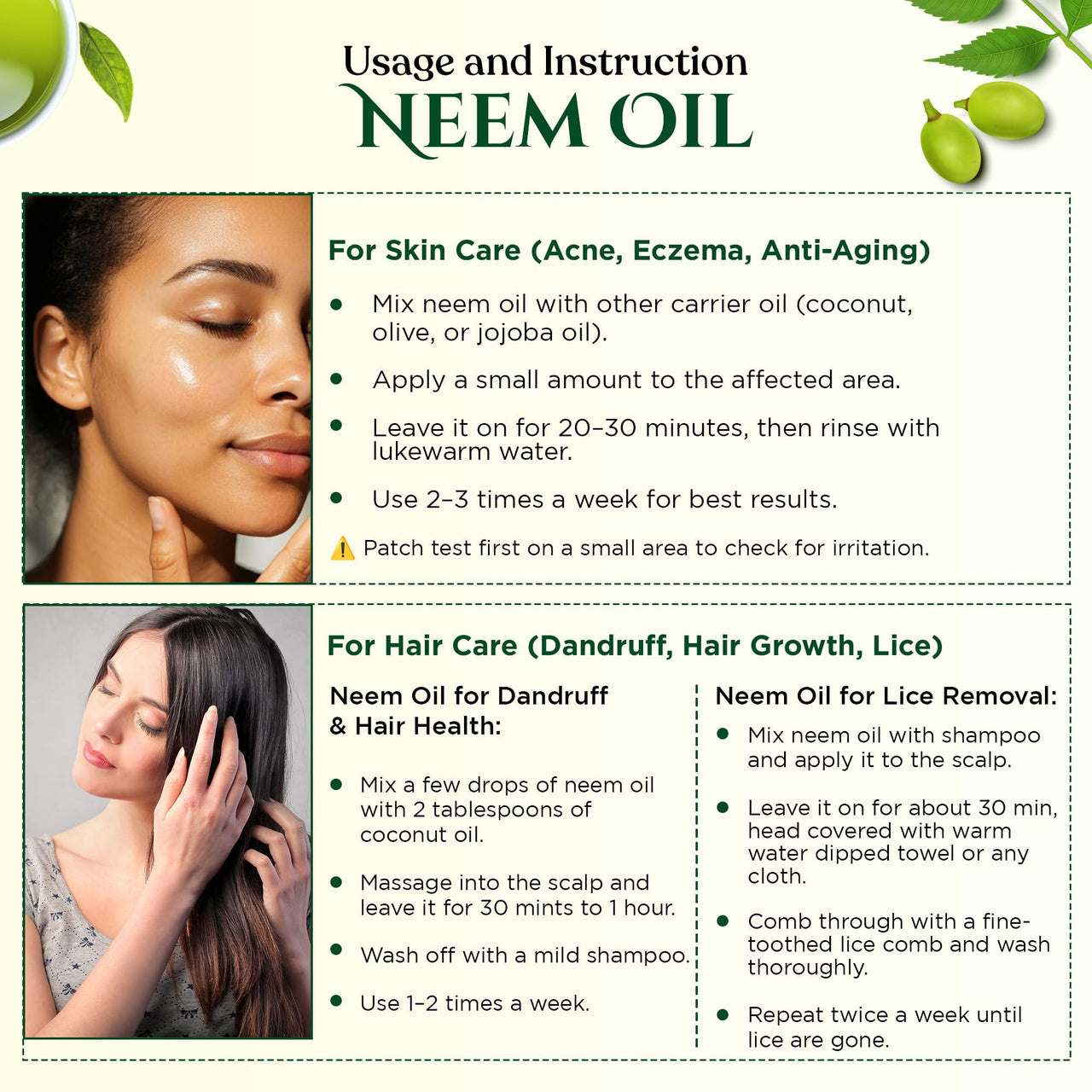 Rey Naturals Cold Pressed Neem Oil For Skin & Hair Growth - 200ml | Pure Neem Oil For Hair Dandruff | Neem Hair Oil For Lice & Nits Removal | Hair Oil Pure For Body Massage & Acne