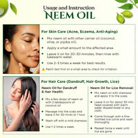 Rey Naturals Cold Pressed Neem Oil For Skin & Hair Growth - 200ml | Pure Neem Oil For Hair Dandruff | Neem Hair Oil For Lice & Nits Removal | Hair Oil Pure For Body Massage & Acne