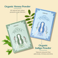 Ashpveda Organic Hair Color Henna & Indigo Powder Combo | 100% Organic Plant-Based, Sun Dried, Triple Refined | Natural Grey Hair Coverage | Premium Hair Color for Women and Men (100gm +100gm)