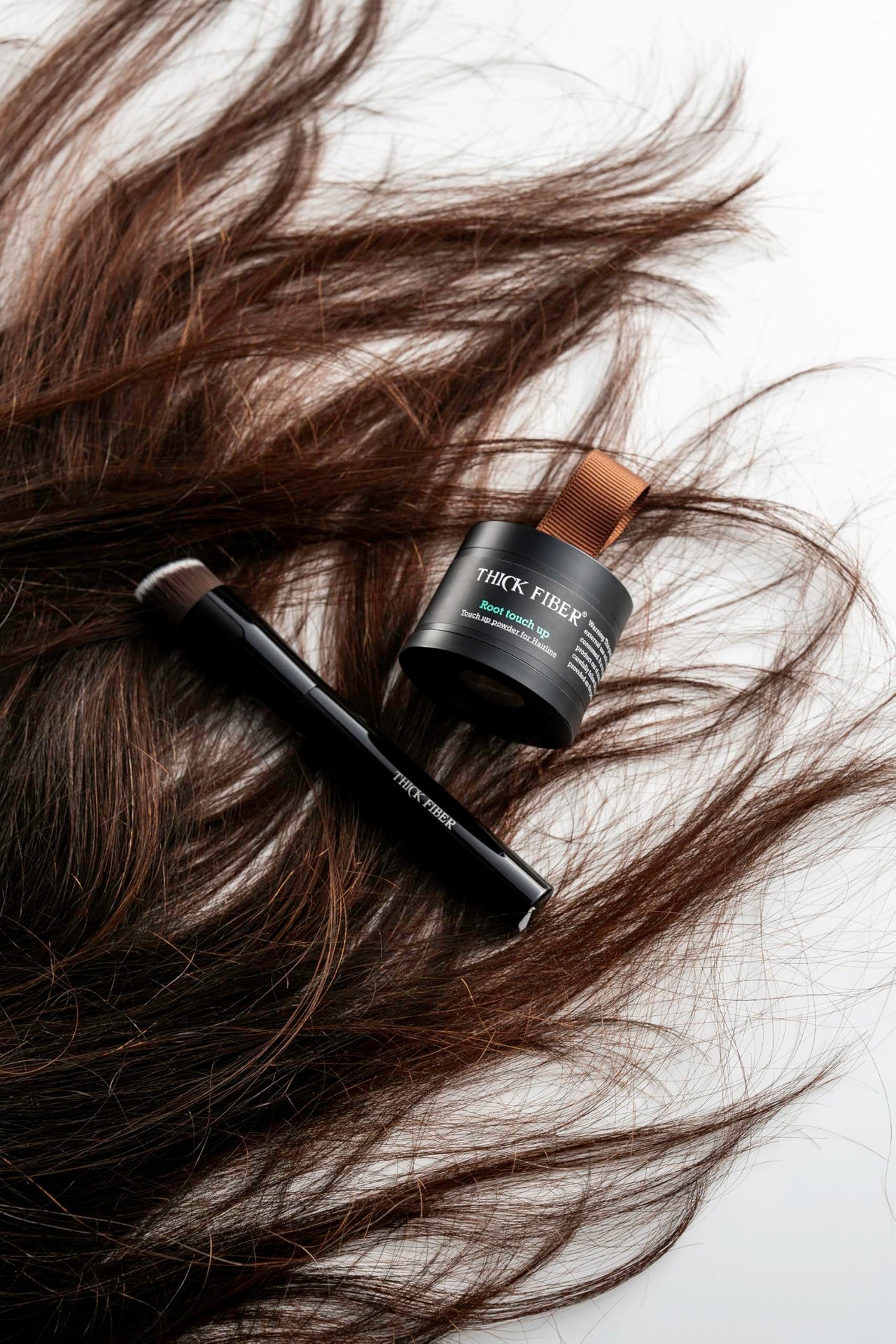 THICK FIBER Root Touch Up Powder, Root Cover for Thin & Bald Head - Water & Sweat Resistant Hair Powder for Thinning Hair Women, Includes Brush (Dark Brown) 4 Grams