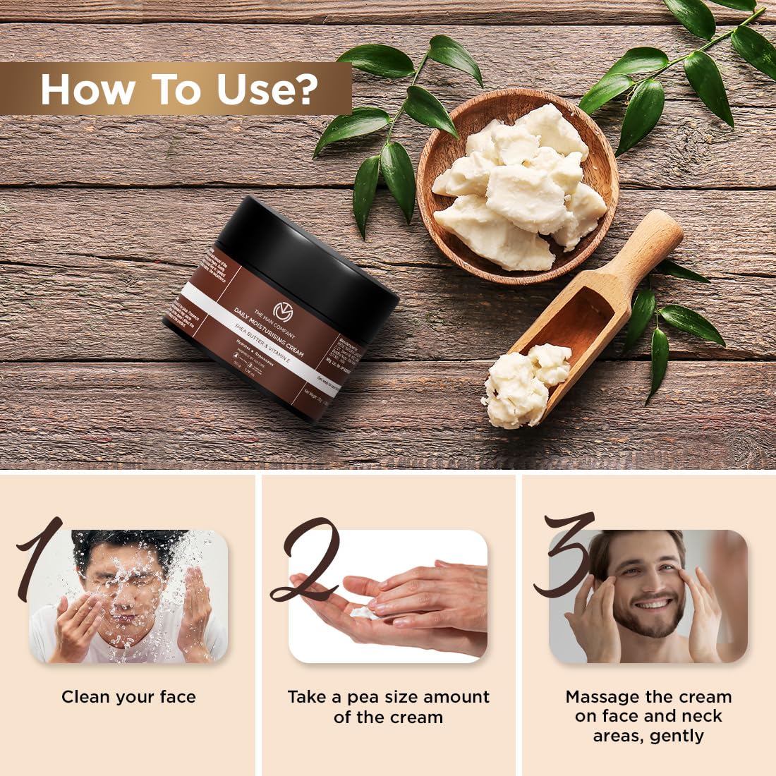 The Man Company Non-Sticky Daily Moisturizing Cream for Dry Skin | Moisturizes & Hydrates with Shea Butter, Vitamin E & Coco Butter | Face Moisturizer For Men - 50gm