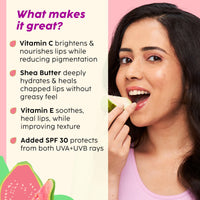 The Plant Fix Plix Guava Glowy Lip Tinted Balm for Smooth, Soft Lips | Shea Butter & Vitamin E for Buttery Soft Lips | For Glossy, Pink Lips | With SPF 30 PA+++ For Sun Protection |10g