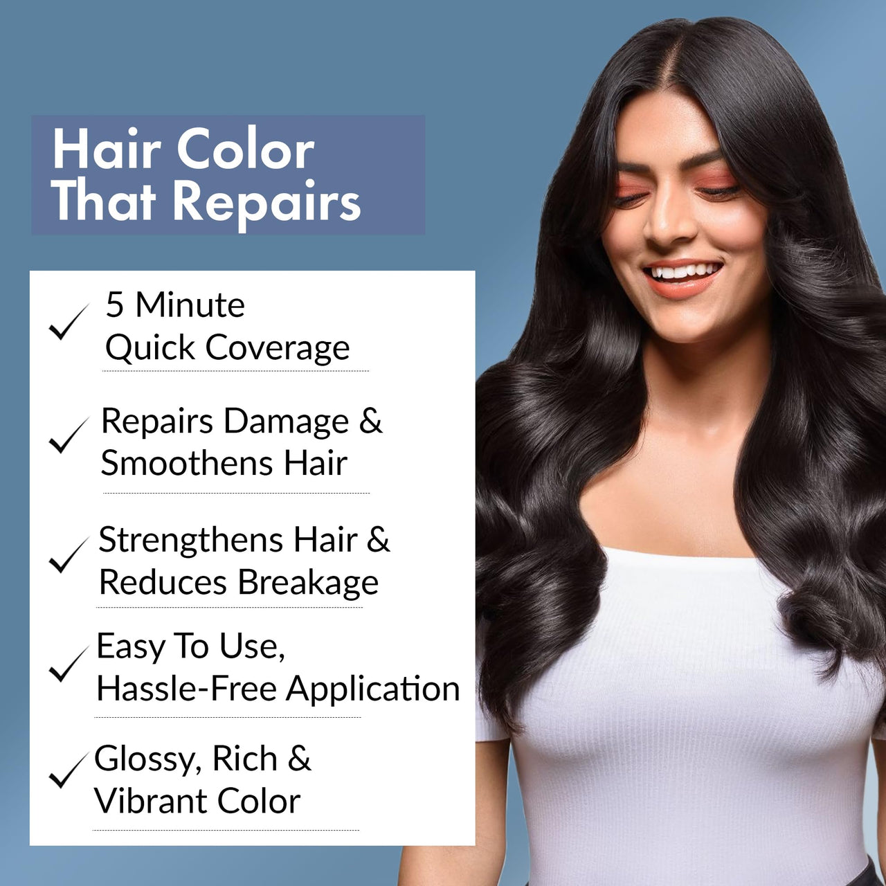 Damage-Free Hair Color Kit With 5-MIN COLORING SHAMPOO(Dark Brown) + COLOR PROTECTION SHAMPOO | 100% Grey Coverage |Prevents Color Fading & Repairs Damage