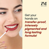 ZM Stay Matte Transfer-proof Lip Color | Matte Texture | Liquid Lipstick | Waterproof and Smudgeproof | Cruelty-free, 6 ML (Red Carpet)