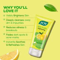 Joy Skin Fruits Lemon Brightening Face Wash 100ml x2 | with Vitamin C for Glowing Skin | Reduces Dark Spots, Removes Excess Oil & Dirt | For Normal to Oily Skin