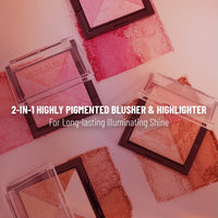 Swiss Beauty Mini Baked Shimmer Blusher And Highlighter Palette For Face Makeup| Multicolor-2, 7 Gm |