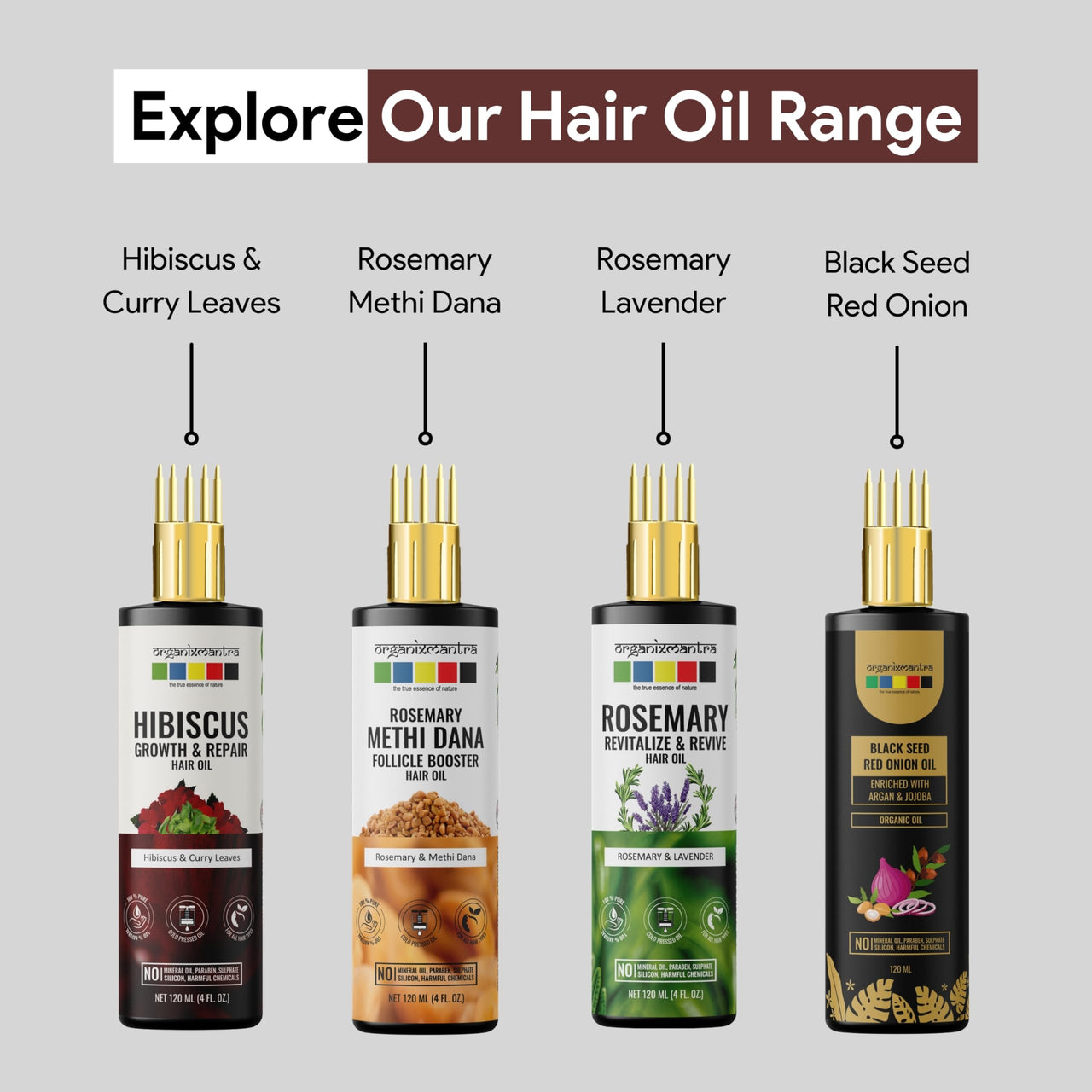 Organix Mantra Hibiscus & Curry Leaves Hair Oil | Advanced Follicle Activation | Infused with Bhringraj, Amla, Rosemary, Peppermint & Lavender Oils | Promotes Thicker, Stronger Hair 120ML