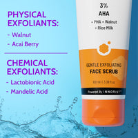 Chemist at Play Exfoliating Body Scrub For Removing Tan & Dead Skin Cells + Gentle Exfoliating Face Scrub with Mandelic Acid & Walnuts | Removes Dead Skin & Blackheads | For Smooth, Soft & Bright Skin | Natural AHAs | 75g + 100ml