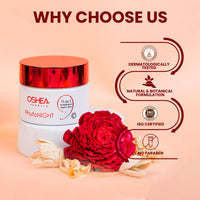 Oshea Herbals PhytoNight Face Cream for All Skin Types | Improves Uneven Skin Tone with Maintained Hydration, Minimizes Fine Lines & Signs of Aging Enriched with Soyabean & Bearberry Extract 50 g