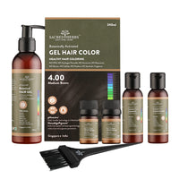 SACRED HERBS Ammonia & PPD Free Organic Gel Hair Color | pH Neutral | Long Lasting Colour with 100% Grey Coverage | Conditioning & Damage Free Natural Hair Coloring for Men & Women Medium Brown 4.00 - 240ml+20gms