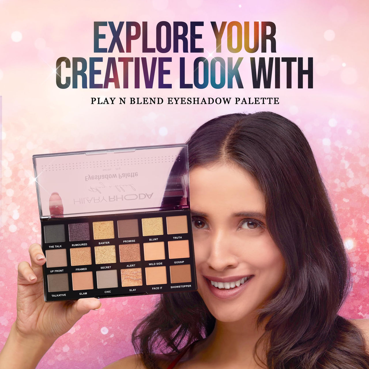 Hilary Rhoda Play N Blend Eyeshadow Palette | Matte & Shimmer Finish | Super-Fine Particles | 18 Trendy Colours | Available In 2 Variants | Blends Easily - 20g (Iconic- Shade 02)