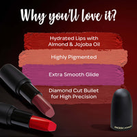 Faces Canada Weightless Matte Lipstick, Enriched with Jojoba and Almond Oil, Highly pigmented, Smooth One Stroke weightless color, Keeps lips Moisturized, Wine Lip Color, Wine Rouge 3 , 4gm