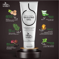 Herbs & Hills Shaving Gel for Mens - 100ml Combines MACA Root & Caffeine Anhydrous for a Close and Comfortable Shave, Protect Skin from Redness, Irritation & Razor Burn Better than Foam