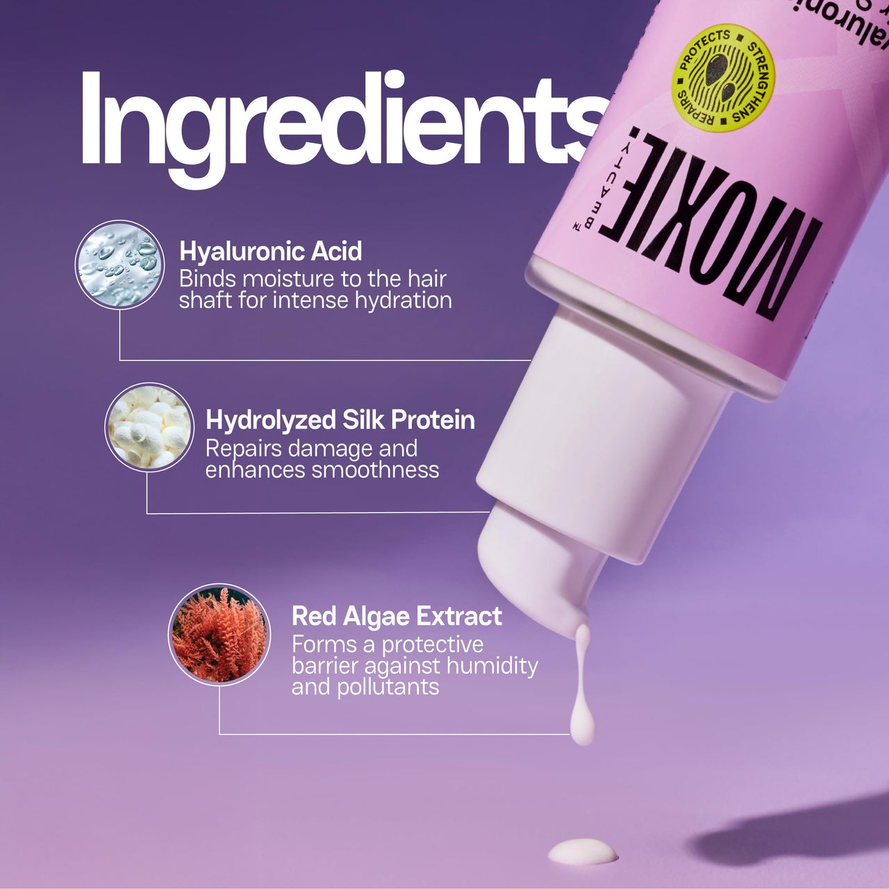 Moxie Beauty Hyaluronic Acid Hair Serum | Deep Hydration & Frizz Control | Lightweight & Non-Greasy | Smooth, Silky & Healthy Hair | 50ml