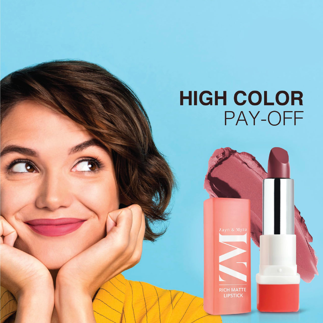 ZM Zayn & Myza Rich Matte Lipstick | Smooth and Light Weight | Intense Color in one Swipe | High Pigmentation Bullet Lip Stick Enriched with Argan oil, Murumuru and Shea Butter (4.2 gm, Love Song)