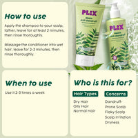 PLIX - THE PLANT FIX Neem Anti-Dandruff Advanced Kit | Shampoo (200ml), Conditioner (175ml) | Reduces Dandruff & Scalp Itching | Piractone Olamine & 3% Dandelix Pro™
