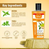 Multani Naturals Henna & Tulsi Shampoo (270 ml) | For Silkier & Denser Hair | Improves Scalp Health | For Hair Growth & Dandruff Control | SLS & Paraben Free | Dermatologically Tested