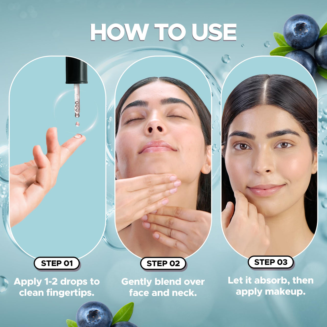 Hilary Rhoda Smooth Blur Primer Serum | Pore Minimising Serum for Face | Moisture-Locking | Infused with Niacinamide | Ultra-hydrating & Nourishes Skin | 30ml (Blueberry - Shade 02)