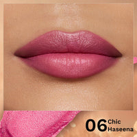 Pilgrim Glitter Lipstick For Women 4.2gm | Dubai Luxe Lifestyle - Chic Haseena Shade | Lipstick Infused with Vitamin E & Olive Oil | Glitter Formula With Matte Finish | Non Drying | All Skin Types
