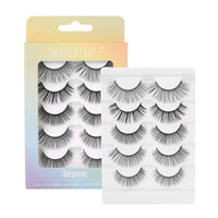 Swiss Beauty Cruelty-Free 3D Eyelashes - Pack of 10 False Eyelashes | Volumising Eye Lashes | Lengthening Eye Lashes | Lightweight Eyelashes | Shade - Black 01, Set of 5