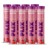 PLIX - THE PLANT FIX Collagen Builder Bubbly Effervescent - 15 Tablets (Pack of 8, Watermelon) for Hydrated Skin & Anti-Aging | Amino Acid Blend For Collagen Production | Vitamin C & E | 100% Vegan