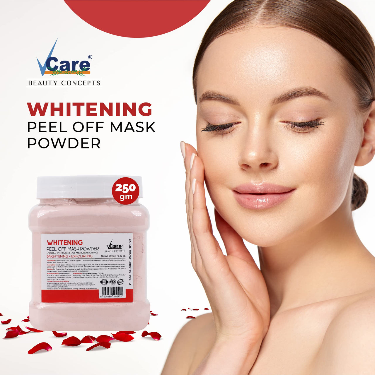 Vcare Jelly Whitening Peel Off Mask For Facials Skincare |Face Mask Powder 250g - Facial Skin Care Product for Women Smoothing, Moisturizing, Cleansing, Refreshing|Suits All Skin Types