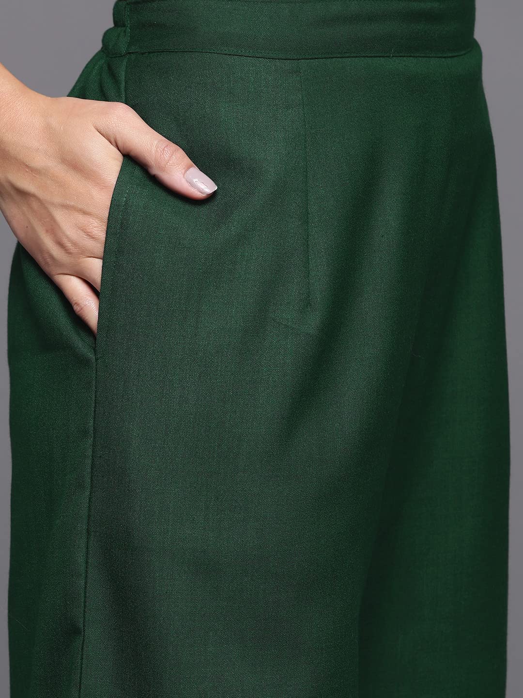 INDO ERA Women's  Solid Cotton Blend Straight Kurta Palazzo With Dupatta Set