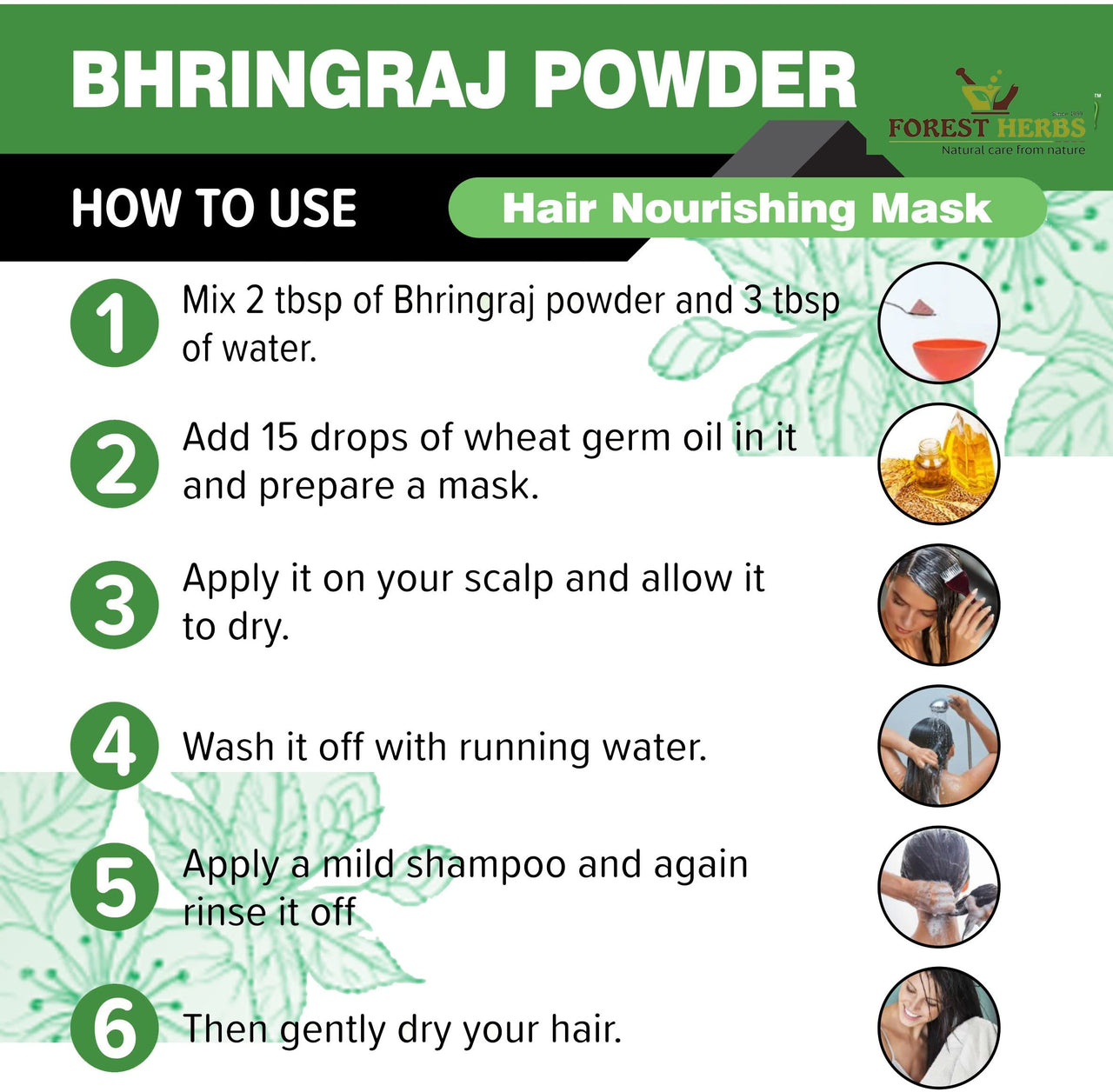 THE FOREST HERBS Natural care from nature 100% Pure Bhringraj Powder for Hair Growth - 200Gms | Good for Hair Pack, Hair Oil | Preservative Free, 1 Count