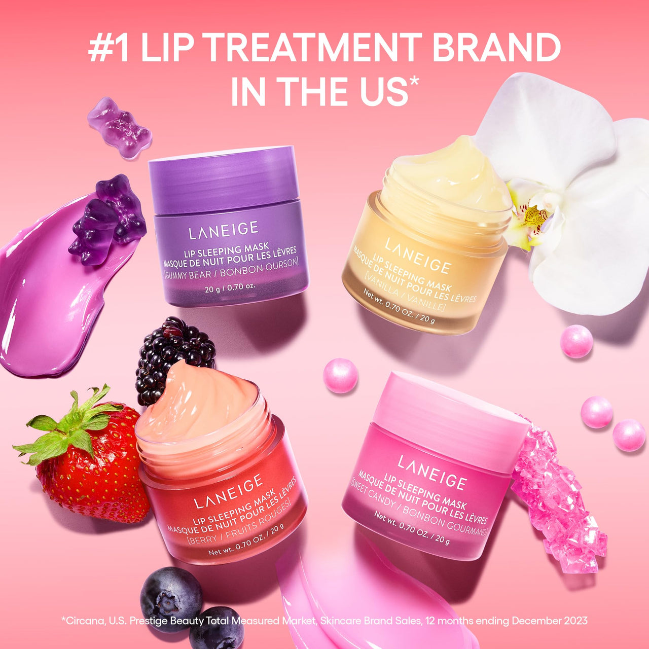 LANEIGE Lip Sleeping Mask | Moisturizing Lip Treatment with Vitamin C + Shea Butter for Soft Hydrated Lips | Overnight Repair | Lip Balm For Dry Chapped Lips| Lasting Hydration | WaterMelon |20Gm
