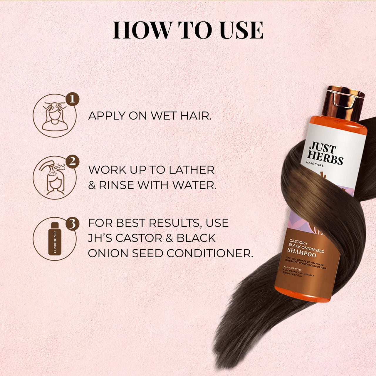 Just Herbs Ayurvedic Pomegrante Alcohol Free Facial Toner & Just Herbs Castor and Black Onion Seed Sulfate Free Shampoo Reduce Hairfall Combo