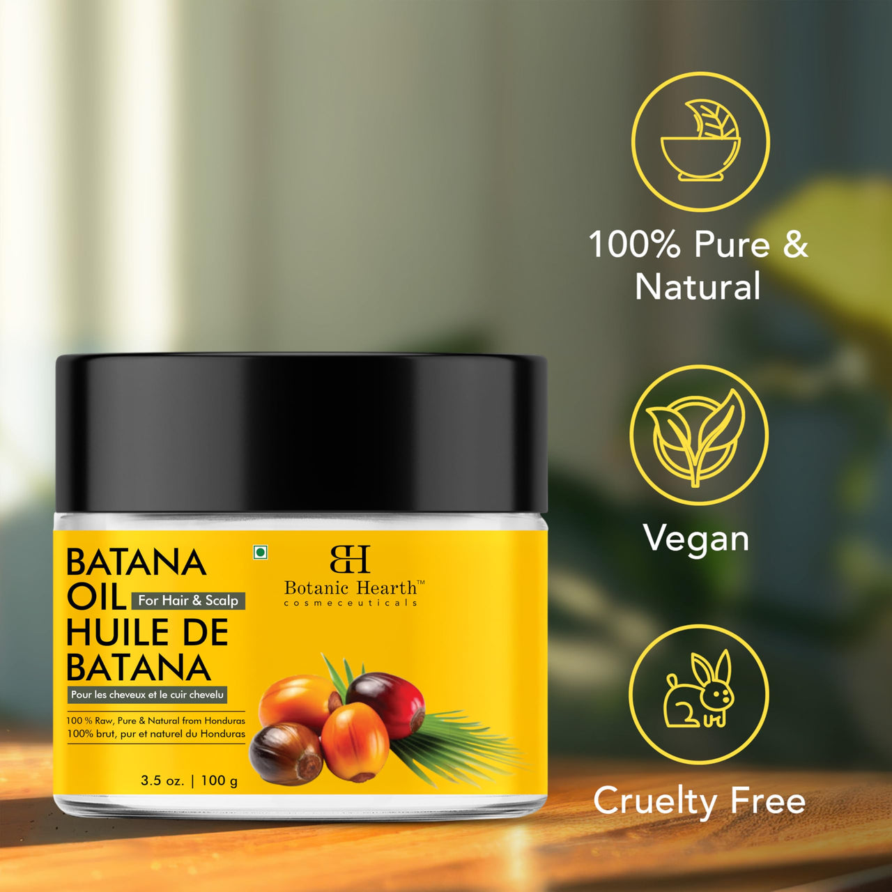 Botanic Hearth Batana Oil - Butter 100 ml - Deeply Nourishing & Revitalizing Hair & Skin Care