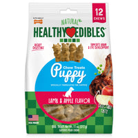 Nylabone Healthy Edibles Puppy Natural Long Lasting Dog Chew Treats Lamb & Apple Small/Regular (12 Count) 0.9166666666666666 Ounce (Pack of 12)