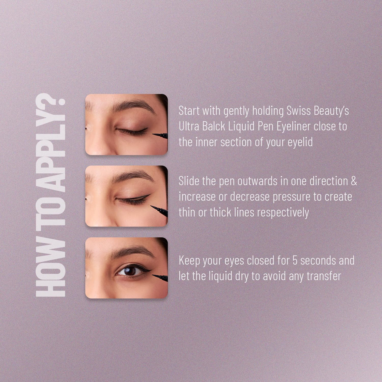Swiss Beauty Ultra Black Liquid Pen Eyeliner Shimmery Finish Waterproof And Smudge Proof Eye Makeup, 0.8Ml