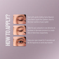 Swiss Beauty Ultra Black Liquid Pen Eyeliner Shimmery Finish Waterproof And Smudge Proof Eye Makeup, 0.8Ml