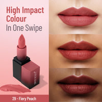 Swiss Beauty Hd Matte Pigmented Smudge Proof Lipstick | Creamy Matte Long Stay Lipstick | Feiry Peach, 3.4g